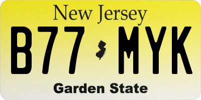 NJ license plate B77MYK