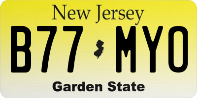 NJ license plate B77MYO