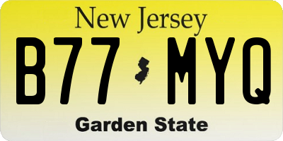 NJ license plate B77MYQ