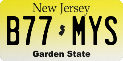 NJ license plate B77MYS