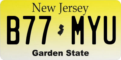 NJ license plate B77MYU