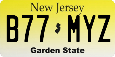 NJ license plate B77MYZ
