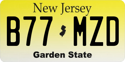 NJ license plate B77MZD