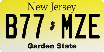 NJ license plate B77MZE