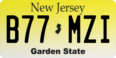 NJ license plate B77MZI