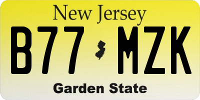 NJ license plate B77MZK