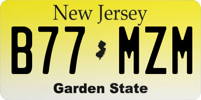 NJ license plate B77MZM