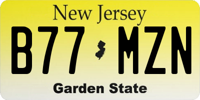 NJ license plate B77MZN