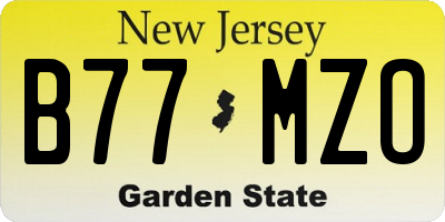 NJ license plate B77MZO