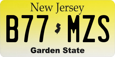 NJ license plate B77MZS