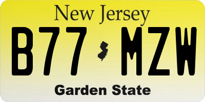 NJ license plate B77MZW
