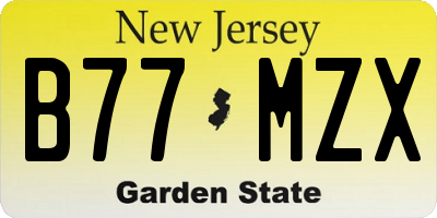 NJ license plate B77MZX