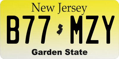 NJ license plate B77MZY