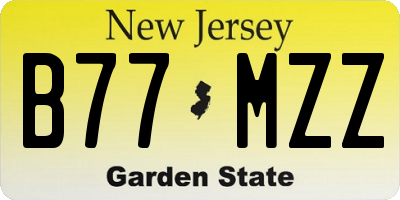 NJ license plate B77MZZ