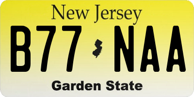 NJ license plate B77NAA
