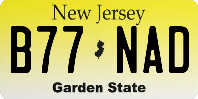 NJ license plate B77NAD