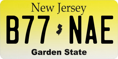 NJ license plate B77NAE