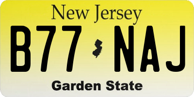NJ license plate B77NAJ