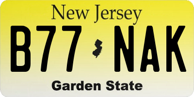 NJ license plate B77NAK