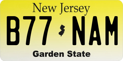 NJ license plate B77NAM