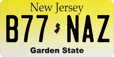NJ license plate B77NAZ