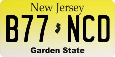 NJ license plate B77NCD