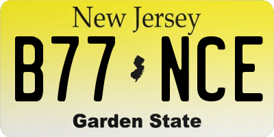 NJ license plate B77NCE