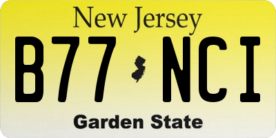 NJ license plate B77NCI