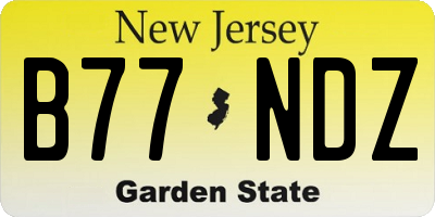 NJ license plate B77NDZ