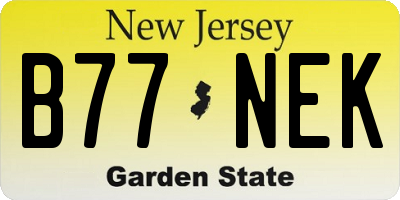 NJ license plate B77NEK
