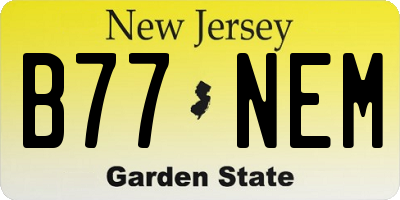 NJ license plate B77NEM