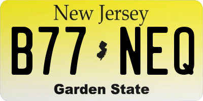 NJ license plate B77NEQ