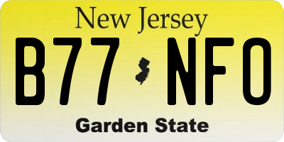 NJ license plate B77NFO