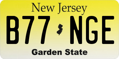 NJ license plate B77NGE