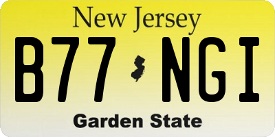 NJ license plate B77NGI