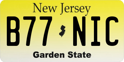 NJ license plate B77NIC