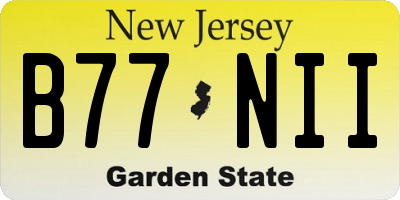 NJ license plate B77NII