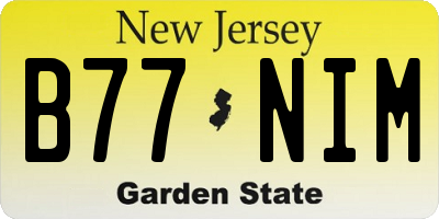 NJ license plate B77NIM