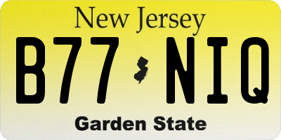 NJ license plate B77NIQ