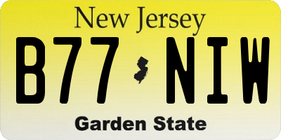 NJ license plate B77NIW