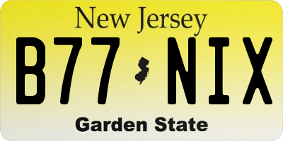 NJ license plate B77NIX