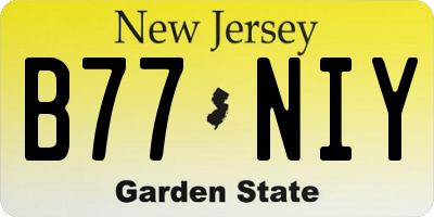 NJ license plate B77NIY