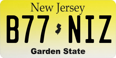 NJ license plate B77NIZ
