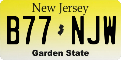 NJ license plate B77NJW