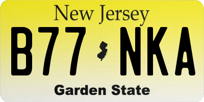 NJ license plate B77NKA