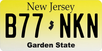 NJ license plate B77NKN