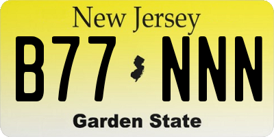 NJ license plate B77NNN