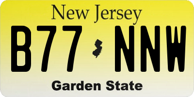 NJ license plate B77NNW