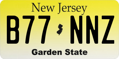 NJ license plate B77NNZ