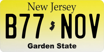 NJ license plate B77NOV